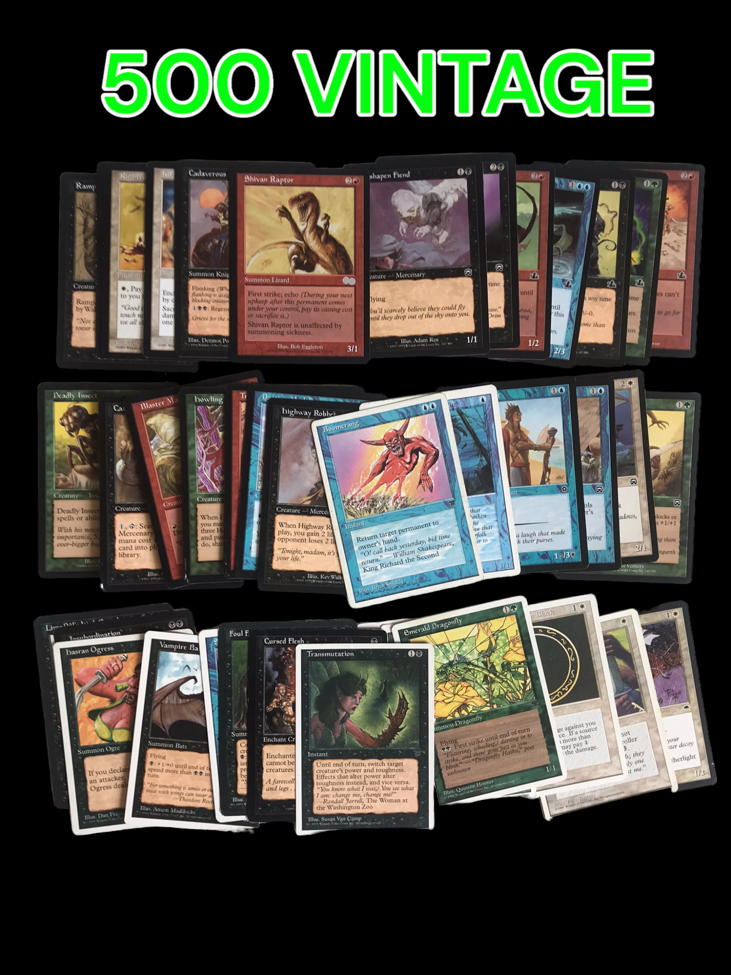 500ct Vintage Magic the Gathering Card Lot - Common & Uncommon 500ct Vintage Magic the Gathering Card Lot - Common & Uncommon